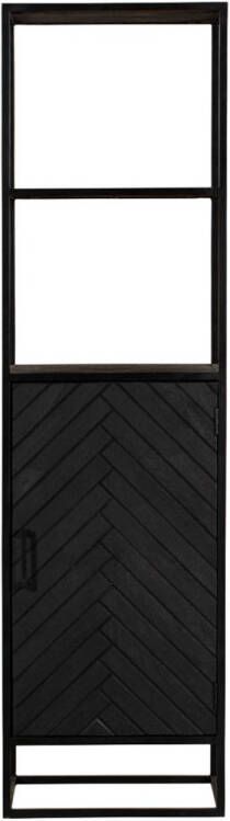 Starfurn Boekenkast smal zwart New York Mangohout en staal 1 deur 55cm - Foto 1