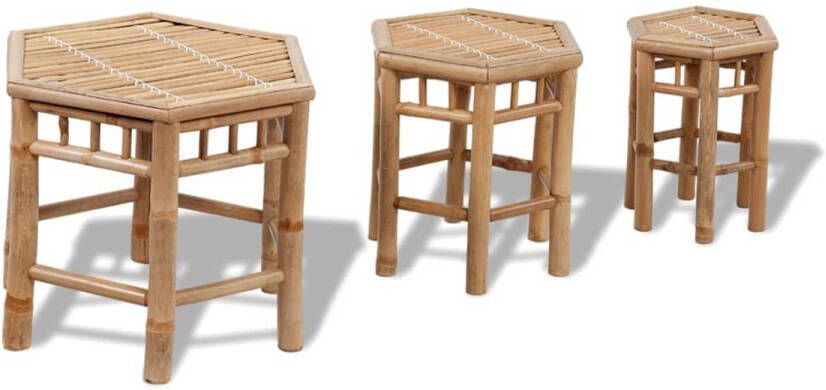 VidaXL Bamboe stoelen set van 3 - Foto 1